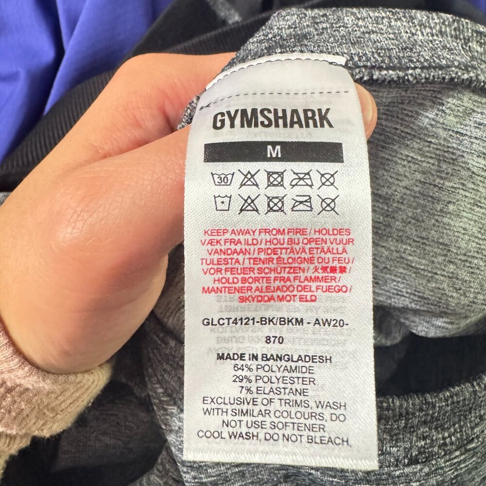 GYMSHARK Adapt Ombre Seamless Long Sleeve Workout Crop Top Black Gray Medium - Picture 7 of 10